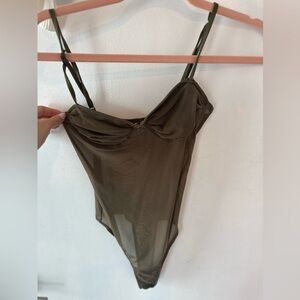 Motel Rocks- green mesh body suit size xs.